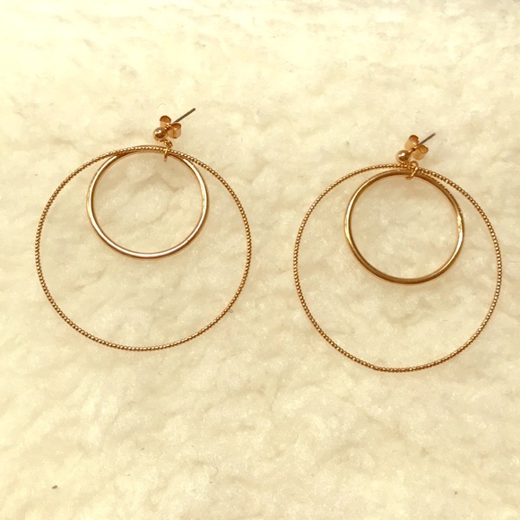 NEW H&M gold plated double loop earrings - Picture 2 of 3
